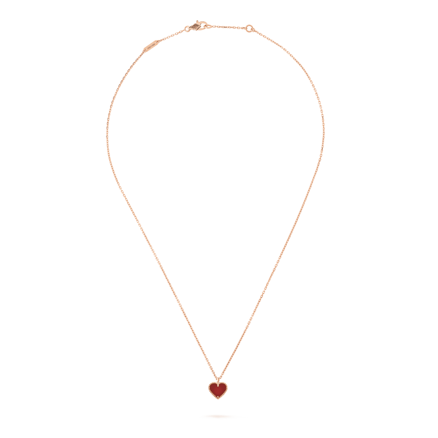 [Cyra]  SWEET CLOVER CARNELIAN HEART NECKLACE
