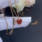 [Cyra]  SWEET CLOVER CARNELIAN HEART NECKLACE