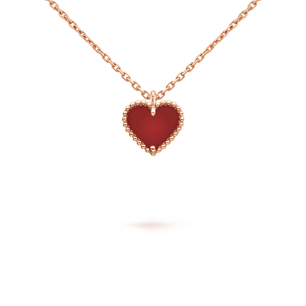 [Cyra]  SWEET CLOVER CARNELIAN HEART NECKLACE