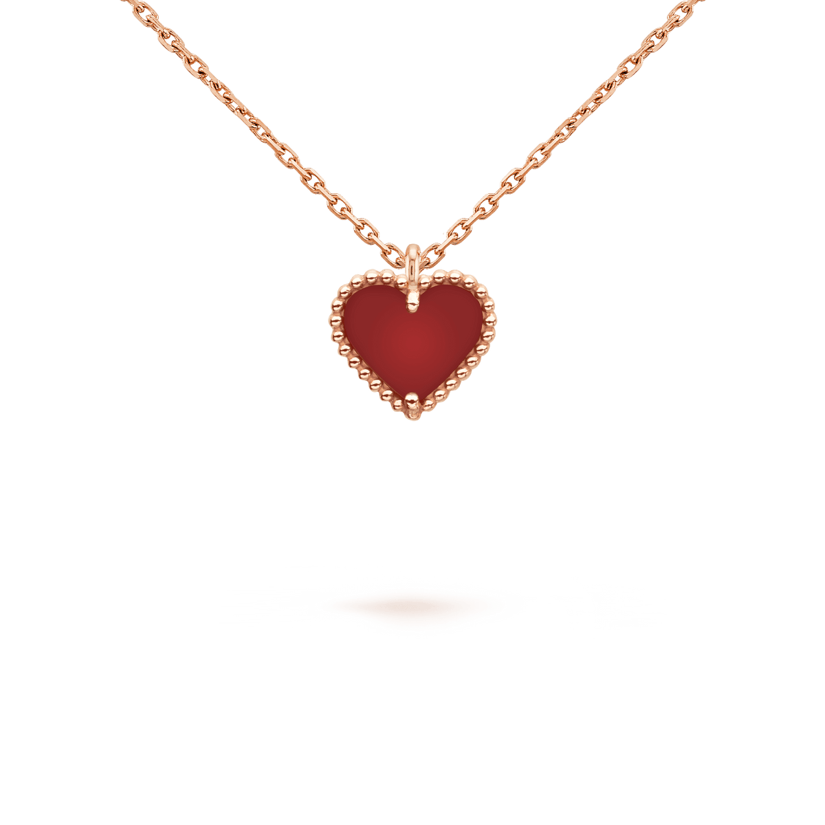[Cyra]  SWEET CLOVER CARNELIAN HEART NECKLACE
