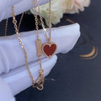 [Cyra]  SWEET CLOVER CARNELIAN HEART NECKLACE