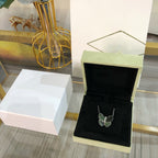 [Cyra]  LARGE BUTTERFLY SILVER PENDANT DIAMOND NECKLACE