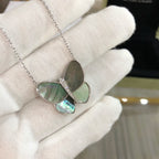 [Cyra]  LARGE BUTTERFLY SILVER PENDANT DIAMOND NECKLACE