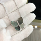 [Cyra]  LARGE BUTTERFLY SILVER PENDANT DIAMOND NECKLACE