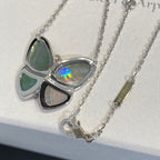 [Cyra]  LARGE BUTTERFLY SILVER PENDANT DIAMOND NECKLACE