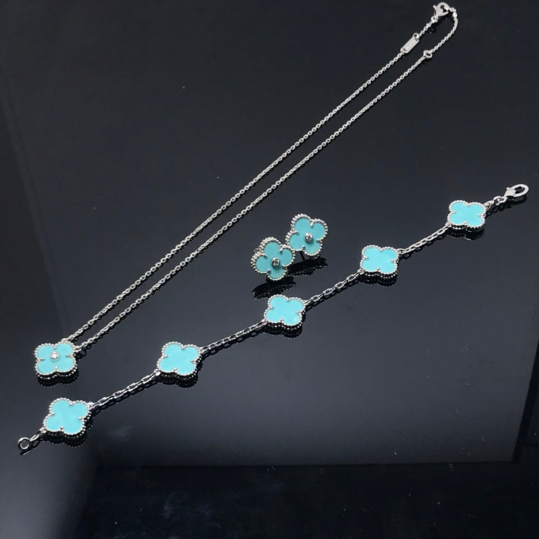 [Cyra]  CLOVER 1 DIAMANT BLAUER HIMMEL SILBER OHRRINGE