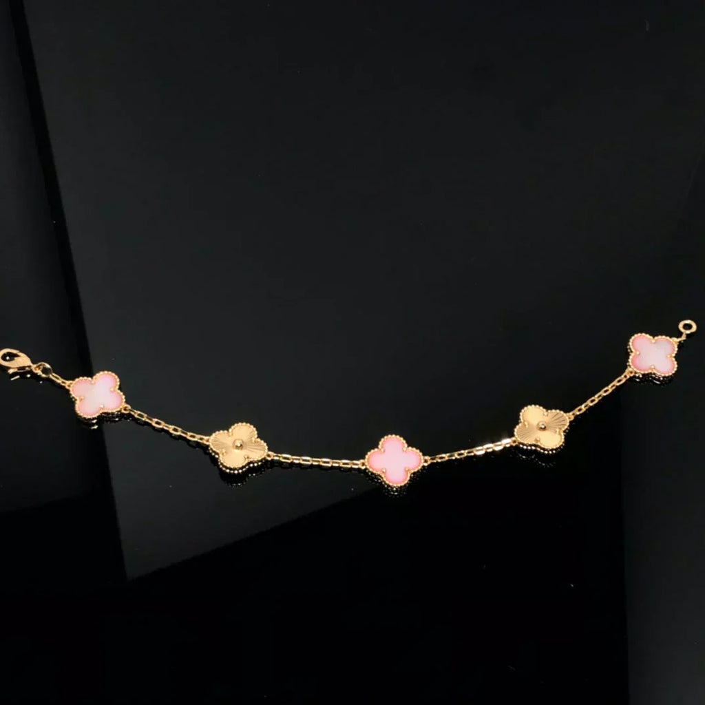 [Cyra] NEUE CLOVER 5 MOTIVE ARMBAND-KOLLEKTION PINK MUTTERPERL