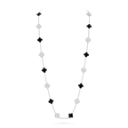 [Cyra] CLOVER 20 MOTIFS DIAMOND ONYX NECKLACE