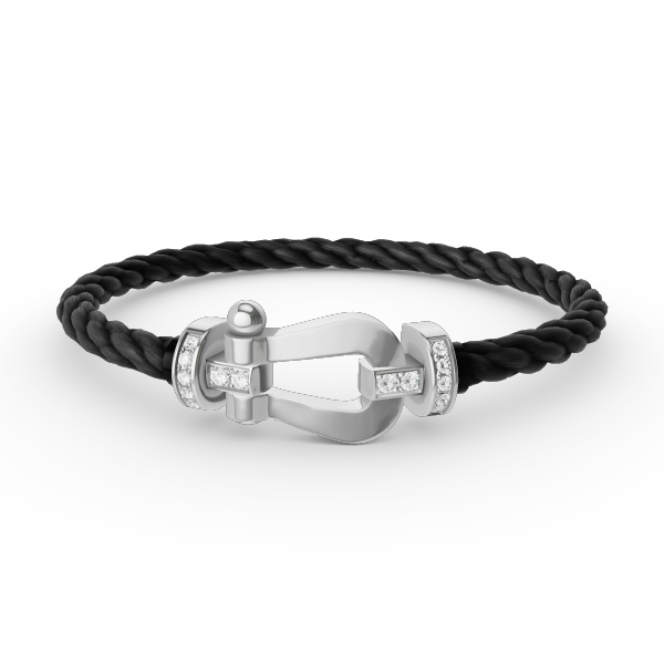 [Cyra]  FORCE LARGE HORSESHOE HALF DIAMOND BRACELET SILVER